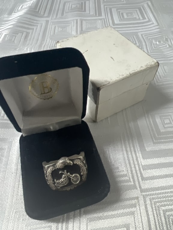 Sterling Harley Davidson Ring with Onyx (1 of 5)