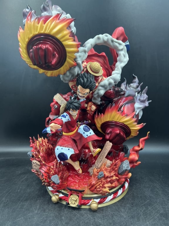 One Piece GK Wano Kimono Luffy Figure 'Anime': Gear 4 Gomu Gomu No Kong Organ. Anime Model Figurine Collection toy. Measures about 19"h x 12"L X 11"W. Condition is consistent with age and use, see pictures. No refunds given. Third party shipping