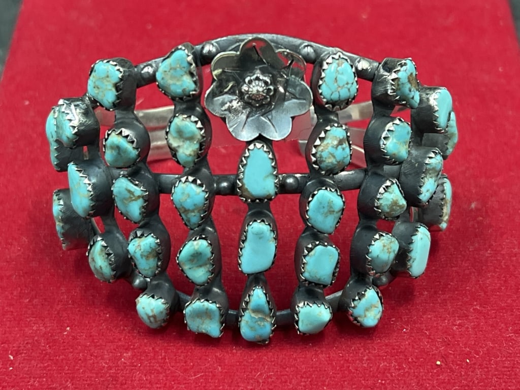Vintage Sterling Large Turquoise Cuff Bracelet (1 of 3)