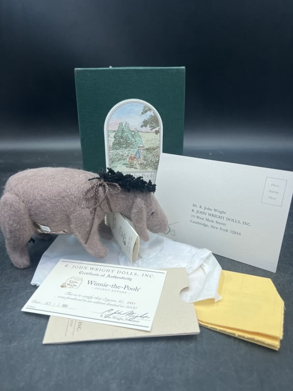 R John Wright Disney Winnie the Pooh Eeyore: Comes in original box with paperwork, tags intact and coa. See pictures. Condition is good. No refunds given.