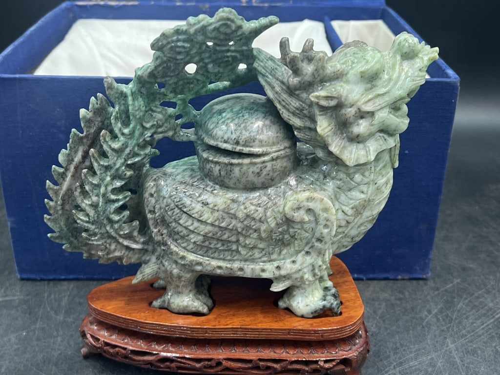 Vintage Carved Jade Statue of a Qilin (1 of 6)