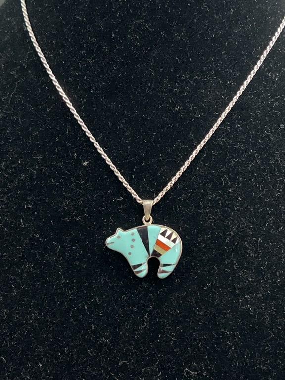 Native American Sterling Necklace with Fetish (1 of 3)