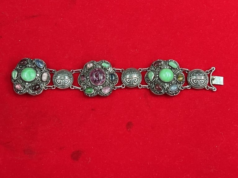 Vintage Asian Silver Jewelry with Gemstones (1 of 6)