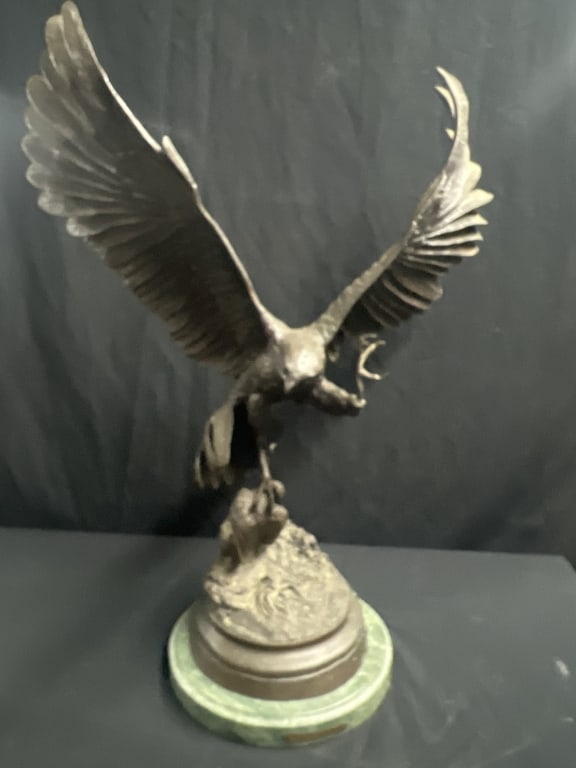 Vintage Bronze Hawk Signed J. Molgniez (1 of 6)