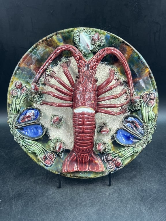 Earthware Seafood Palissy style Lobster Plate (1 of 6)