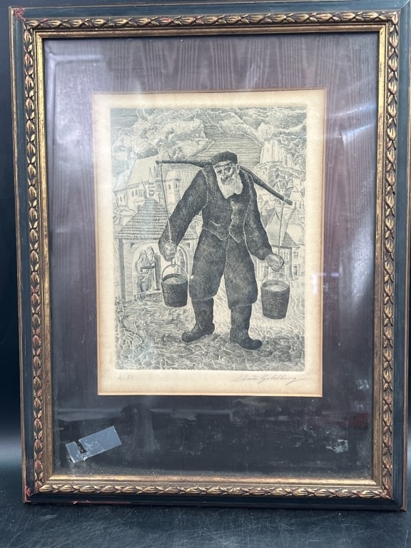 Vtg Lithograph 'Water Carrier' by Chaim Goldberg (1 of 6)