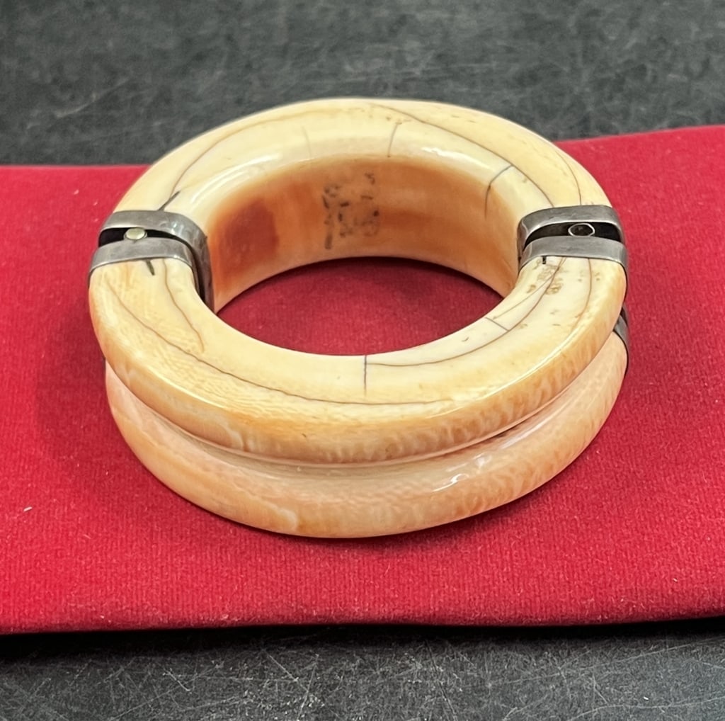 Antique Bangle Bracelet with Silver caps (1 of 6)