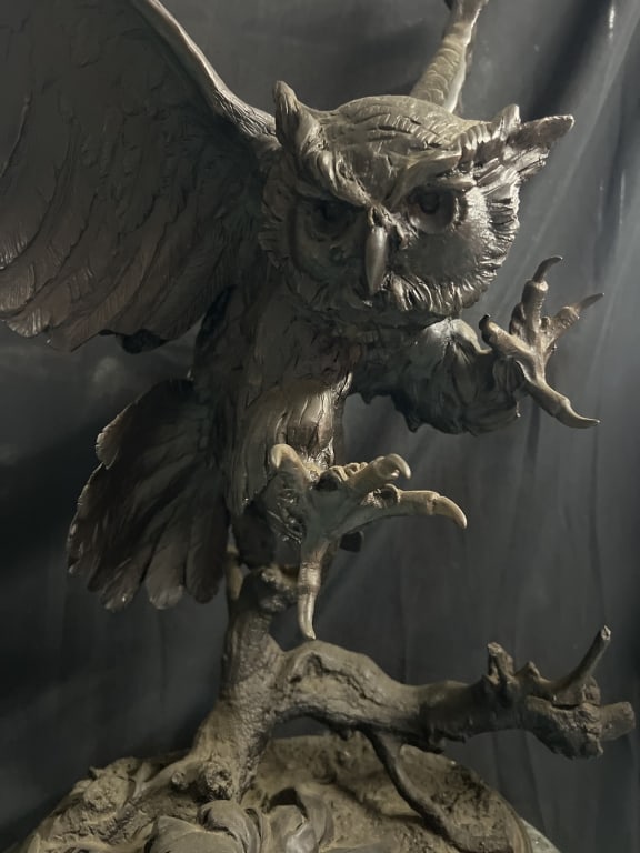 Bronze Owl Sculpture Signed J. Moigniez (1 of 8)