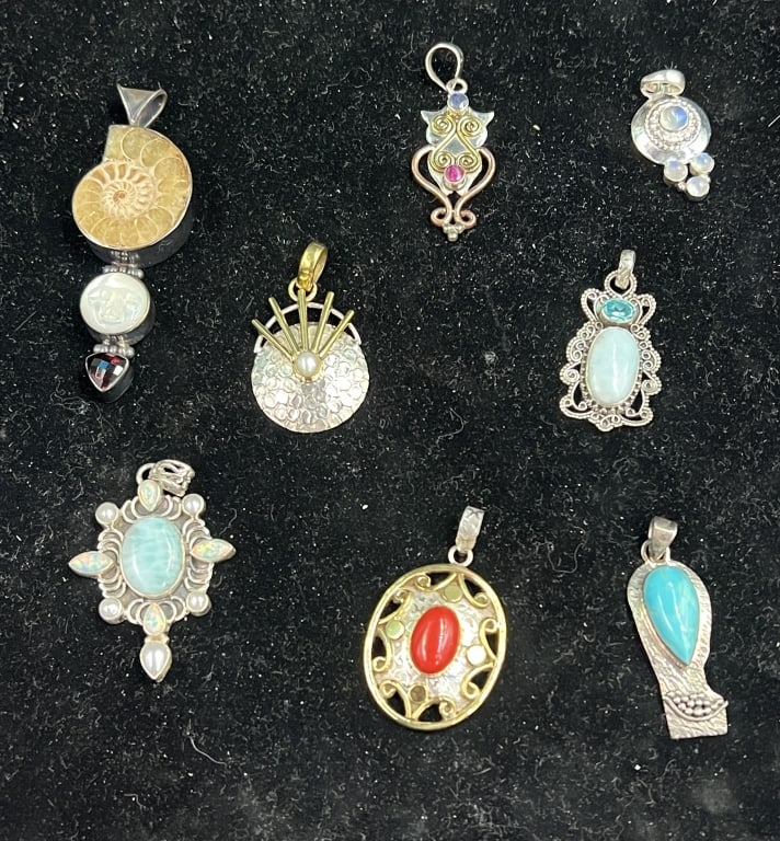 Sterling Gemstone Pendants (1 of 2)