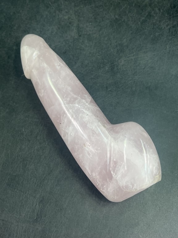 Carved Quartz Phallus: Neatly carved quartz. Condition is good, see pictures. Measures 7.5". No refunds given.Condition Information: It is the responsibility of the buyer to obtain all possible information prior to
