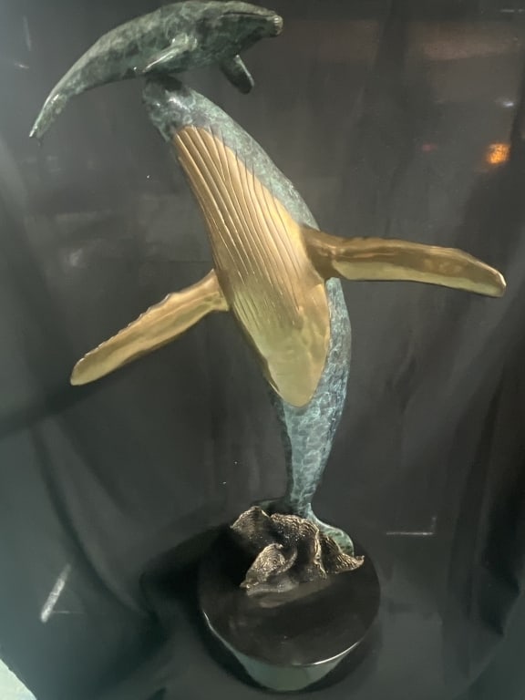 Bronze Sculpture 'The Nurturing Touch': This piece comes with Certificate of Authenticity. Mounted on a custom marble base. Measures 33"h x 14"w. Weighs 56lbs including base. Artist signed piece. Condition appears good, see