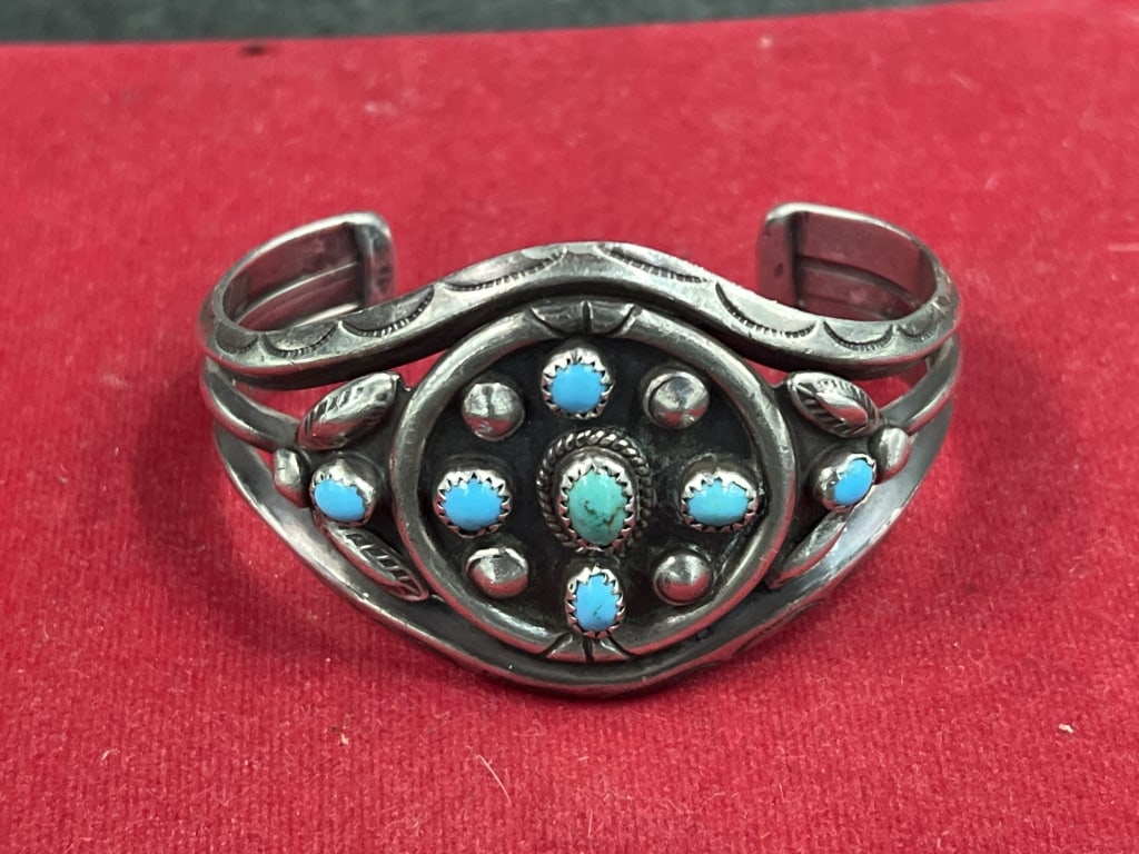 Navajo Turquoise Cuff Bracelet 'Signed': Signed "Mary S Lew" and condition is good, see pictures. Measures 1.5" x 6 1/4". No refunds given.Condition Information: It is the responsibility of the buyer to obtain all possible information