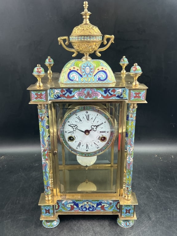 Chinese Cloisonne Enamel Mantel Clock (1 of 6)