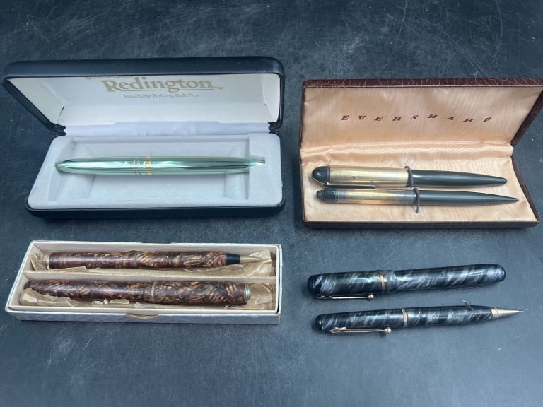 Vintage Pens: There is a total of 4 sets and one does not have box and one set if only 1 pen. See pictures, condition is consistent with age and use. No refunds given.Condition Information: It is the