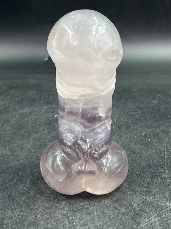 Carved Quartz Phallas: Hand carved out of quartz. Measures about 6" x 3" x 2". Condition is good, see pictures. No refunds given.Condition Information: It is the responsibility of the buyer to obtain all possible