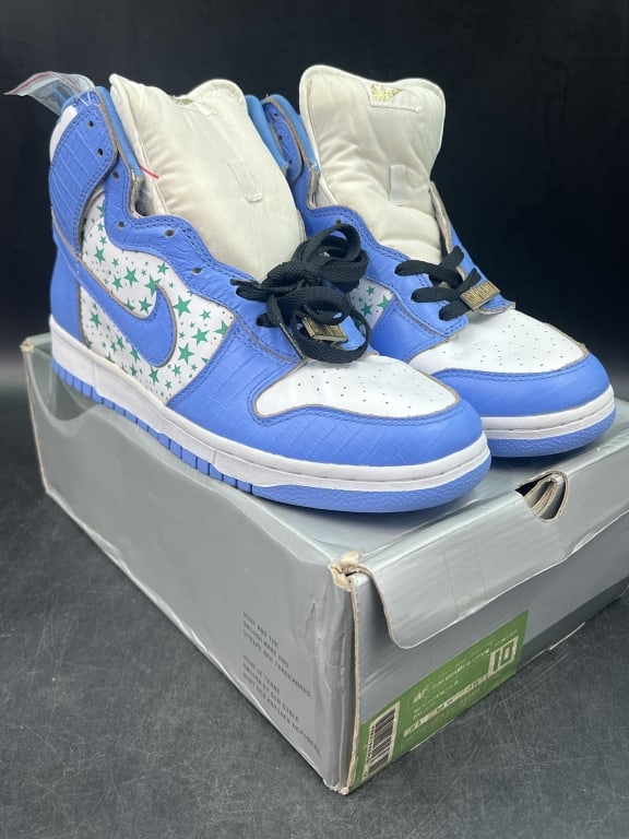 Nike Supreme x Dunk High Pro SB Sneakers: "University Blue" sneakers. Size US 10 and condition is new, see pictures. Comes with box. No refunds given.Condition Information: It is the responsibility of the buyer to obtain all possible