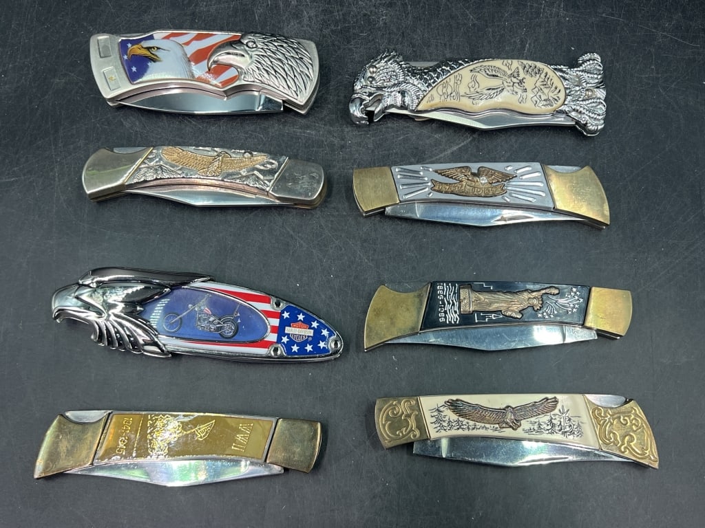 Lot of Collector Pocketknives: Total of of 8 in this lot. There is a neat variety, see pictures. Condition is consistent with age but appears good. No refunds given.Condition Information: It is the responsibility of the buyer to ob