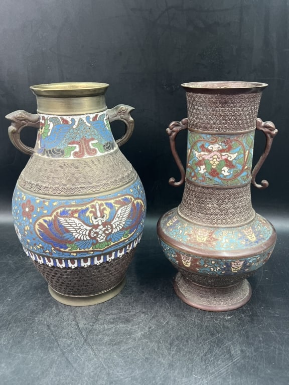 Japanese Champleve Enamel Vases (1 of 6)