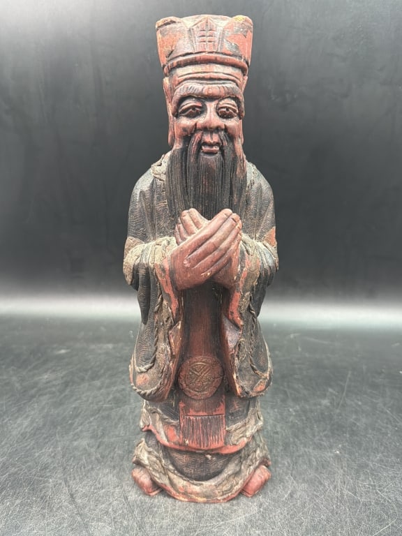 Vintage Carved Chinese Deity Statue 'Confucius' (1 of 5)