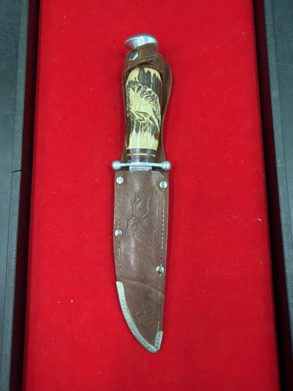 K Tragabar Rostrei Knife w/Sheath: Rare Klaus Tragbar Solingen Germany knives are high-quality, vintage German cutlery produced primarily from the 1940s to the 1960s, featuring forged stainless steel blades and characteristic