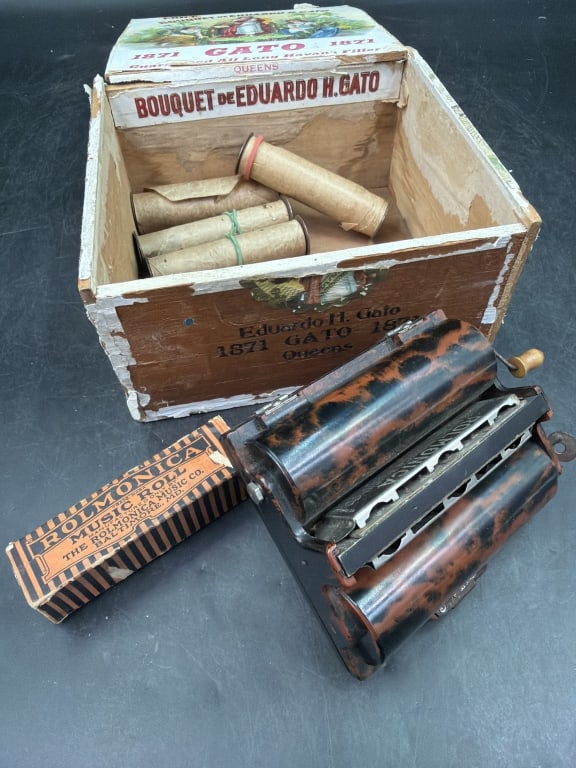 1920 Rolmonica Player Harmonica with Music Rolls (1 of 8)