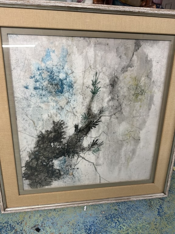 Luxuriance of Pine by Pang: Nice larger piece that measures with frame 40" x 37.5" x 1.5". Condition is good, see pictures. No refunds given. Third party shipping.