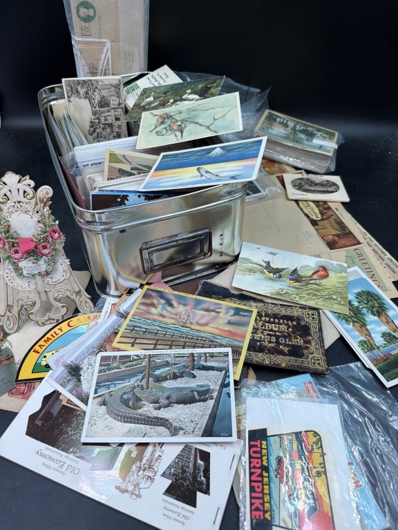 Vintage Postcards, Telegrams and More: Huge lot of postcards, vintage stickers and Western Union Telegrams. . There is estimated about 200 pieces in this lot. See pictures, condition is consistent with age. No refunds given.