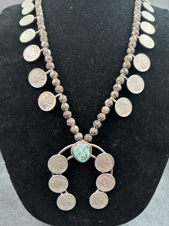 Vintage Sterling Buffalo Nickel Squash Blossom (1 of 4)