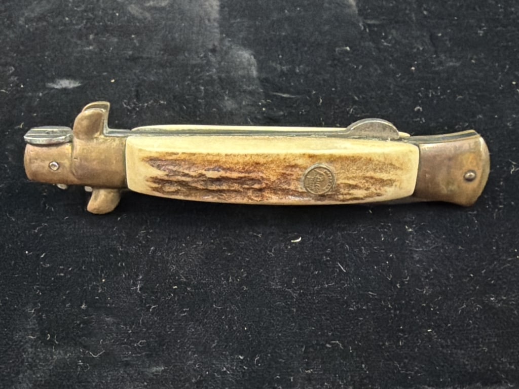 Vintage Italy Falcon Knife: Marked on blade Italy and Rosterei. Stag handle. Condition is consistent with age and use, see pictures. No refunds given.