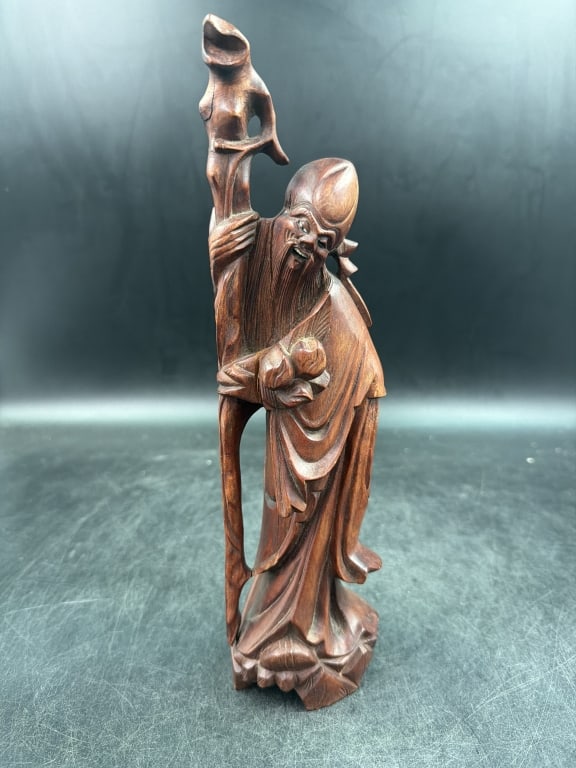 Vintage Hand Carved Shou Xing Statue (1 of 3)