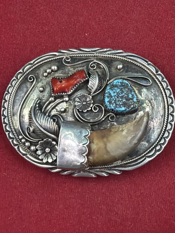 Native American Sterling Belt Buckle (1 of 3)