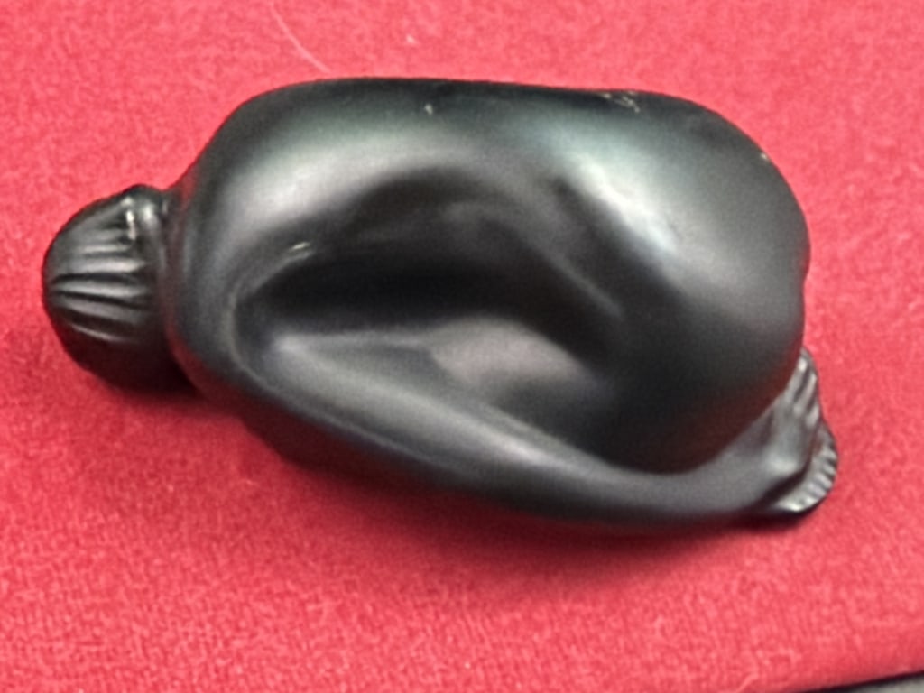 Lalique Black Crystal Figure: Frosted black crystal figurine "Nu Feuille". Female figure in folded yoga pose. Signed Lalique France. Condition is consistent with age and use, see pictures. No refunds given.