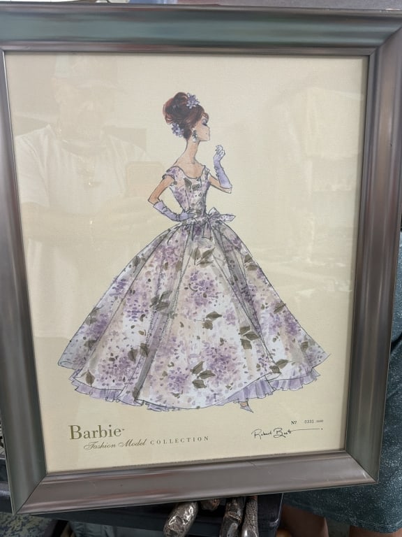 Robert Best Limited Edition 'Violette' Barbie: From the Barbie Fashion Model Collection. Official lithograph and screen print art series. COA on back. Measures 23" x 18 3/4" x 2". Condition is good, see pictures. No refunds given.
