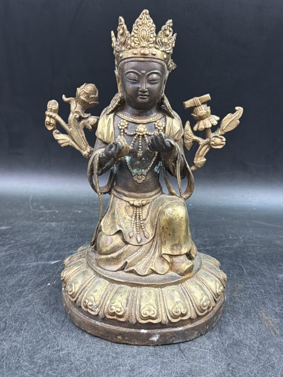Gilt Bronze Guanyin Bodhisattva Statue (1 of 4)