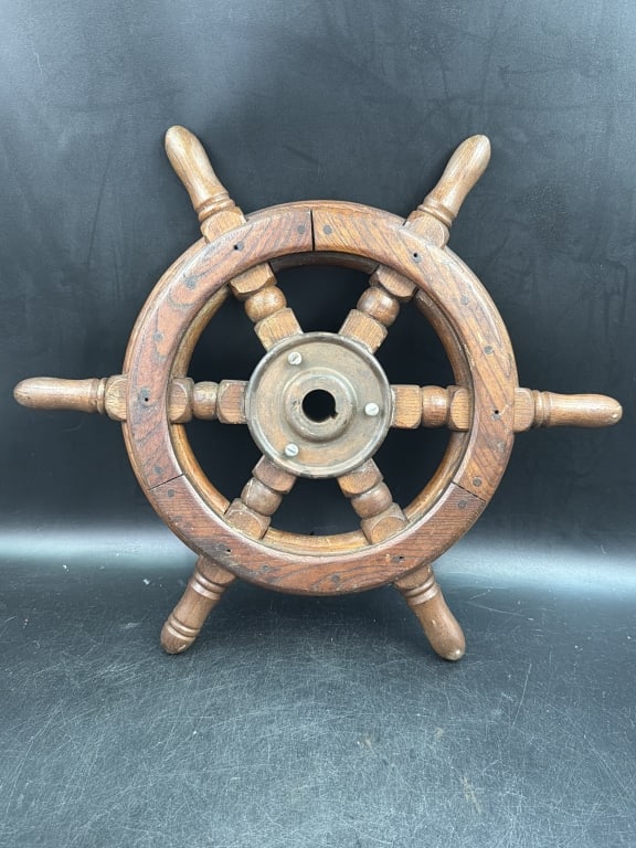 Vintage Wooden Ships Steering Wheel (1 of 4)
