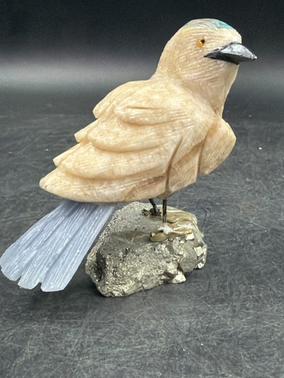 Gemstone Bird: Measures 3.5" x 3". Label stated Made in Peru. Condition is good, see pictures. No refunds given.