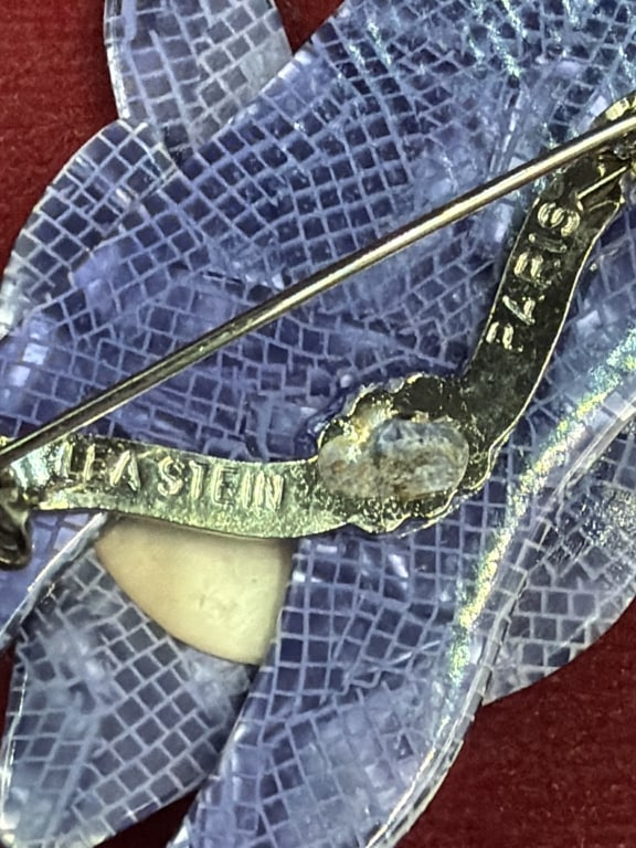 Lea Stein Blue Patterned Fox Brooch - 3