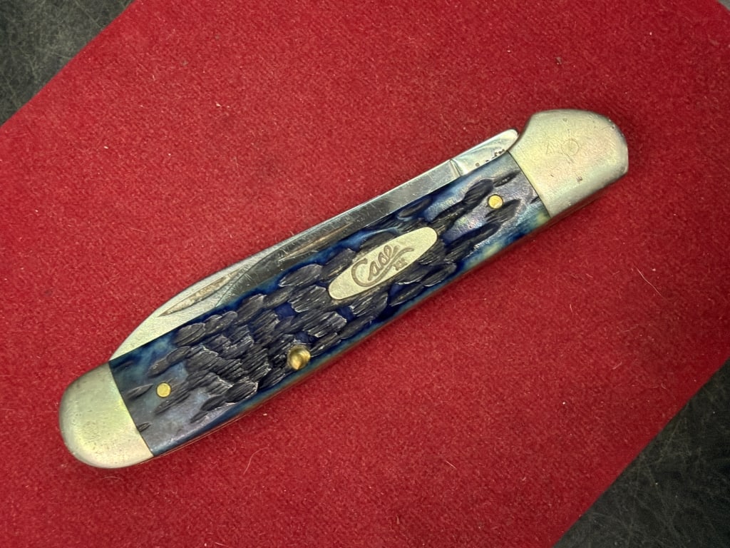 Vintage Case XX Pocket Knife: Features a Blue Bone handle. See pictures, condition appears good. No refunds given.