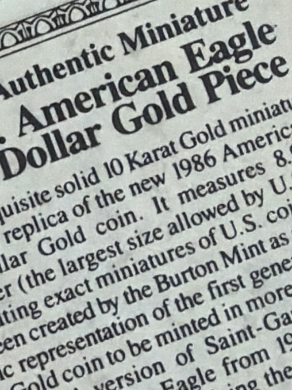 US American Eagle 50 Dollar Gold Piece Miniature - 4