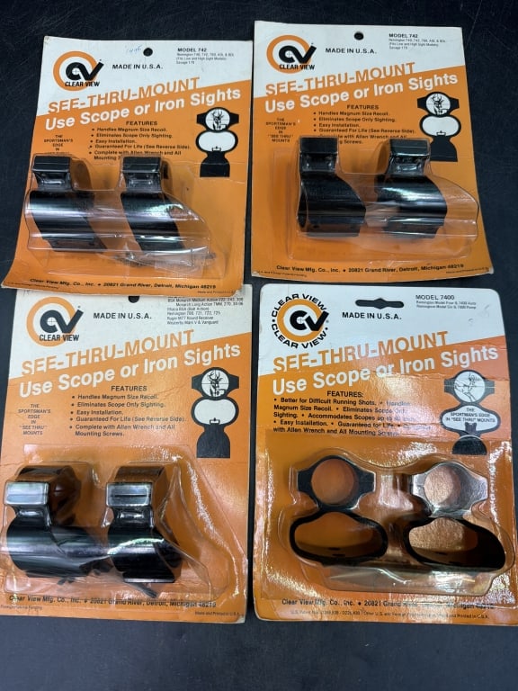 Vintage Clear View See Thru Mount: All in original old stock packaging. Designed for rifles. See pictures, condition appears good. No refunds given.