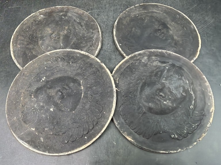 Tiffany Roundals: Total of 4 in this lot. Condition is consistent with age and use, see pictures. No refunds given.