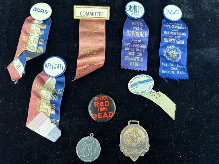 Vintage Lot of Political Ribbons and more: Total of 6 political medals and more. See pictures, condition is consistent with age and use. No refunds given.