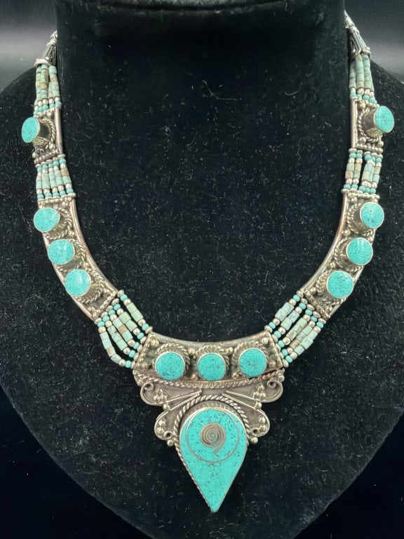 Native American Silver Statement Necklace (1 of 5)