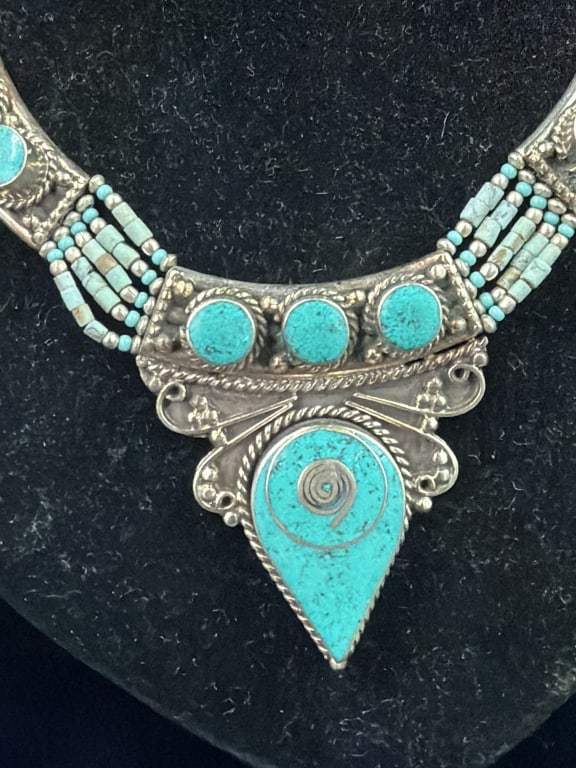 Native American Silver Statement Necklace - 2