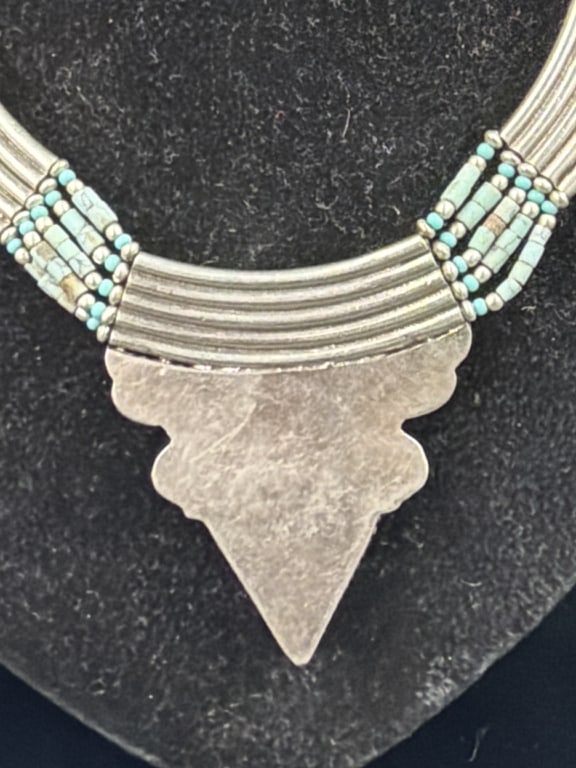Native American Silver Statement Necklace - 3
