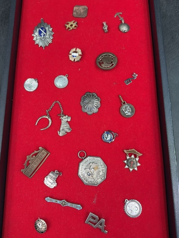 Vintage Jewelry Lot: There is some Sterling in this lot, possibly gold. Total of 22 from pins, pendants, etc. See pictures, no refunds given.