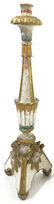 Lacquered wood candelabra, white and gold. Marche, late