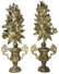 Pair of vases with copper and bronze leaves and