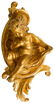 Small golden baked clay wooden putto. H cm 40