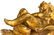 Small golden baked clay wooden putto. H cm 40 - 2